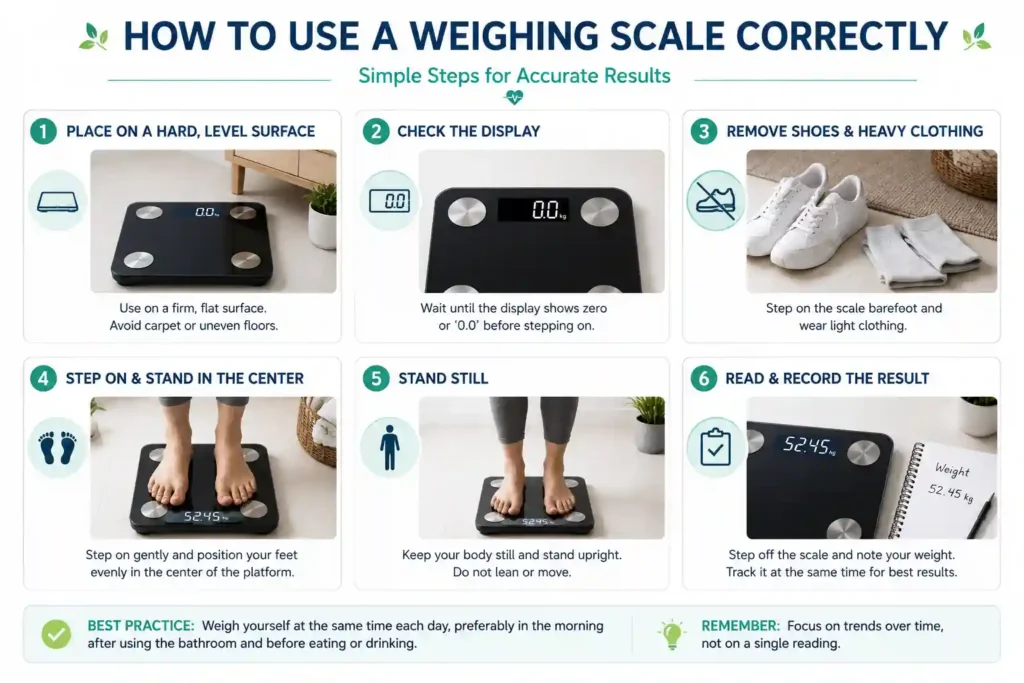 Correct way to use a digital weighing scale at home