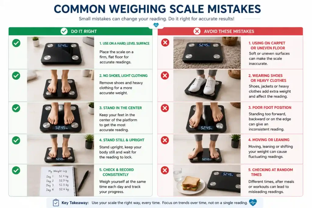 Common weighing scale mistakes that can affect weight readings